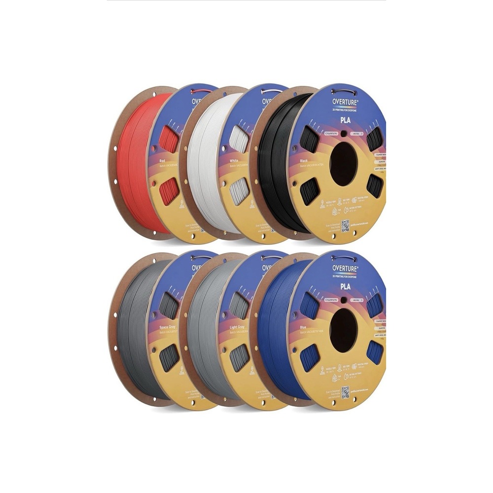 OVERTURE 6KG Bundle PLA Filament 1.75mm, Neatly Wound 3D Printer Filament 6PK